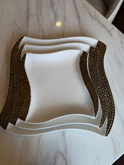 Gilded Wave Serving Tray Set - 3 Piece
