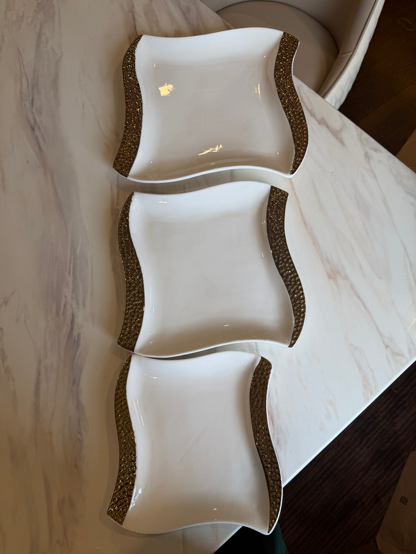 Gilded Wave Serving Tray Set - 3 Piece