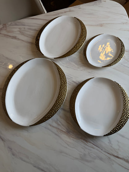 Gilded Wave Round Plate set - 4 Piece