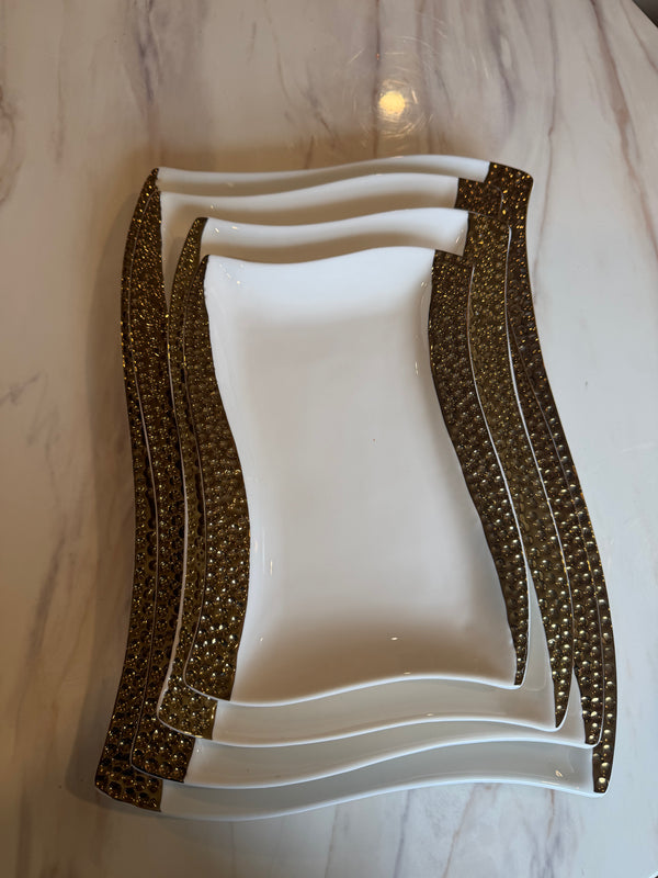Gilded Wave Platter Set - 4 Piece